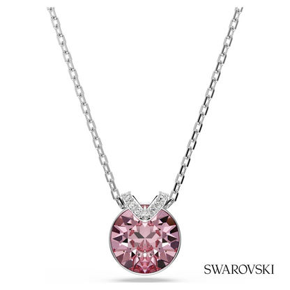 Swarovski Bella V pendant, Round cut, Pink, Rhodium plated – item 5734230