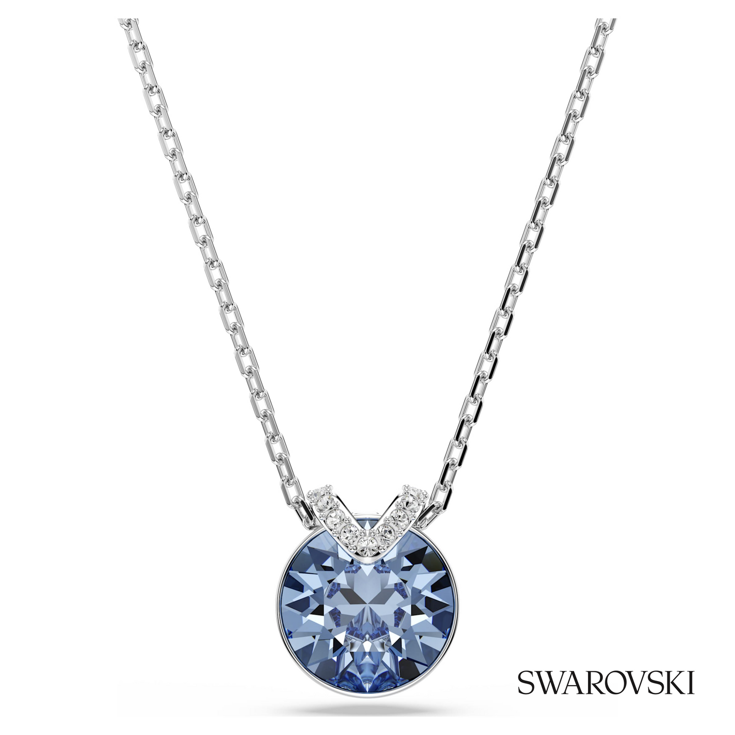Swarovski Bella V pendant, Round cut, Blue, Rhodium plated – item 5734232