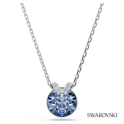 Swarovski Bella V pendant, Round cut, Blue, Rhodium plated – item 5734232