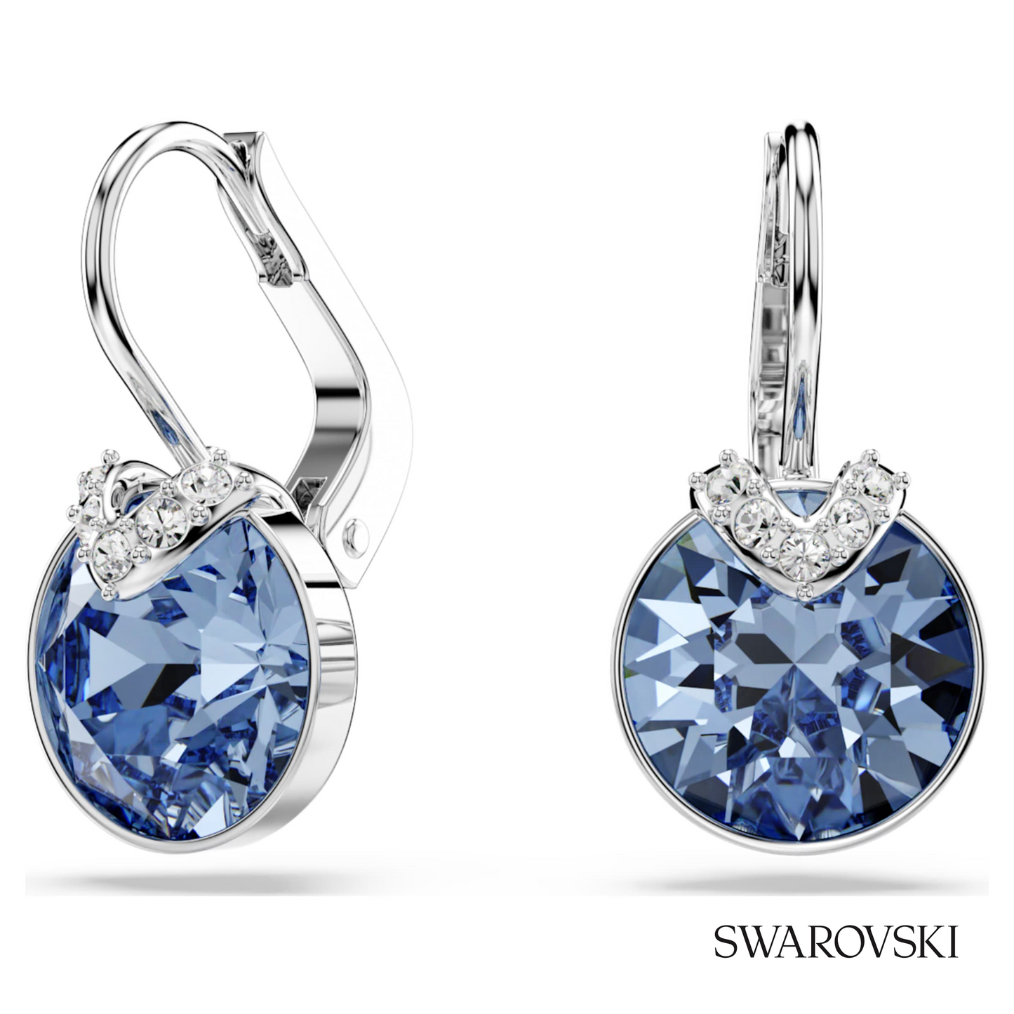 Swarovski Bella V drop earrings, Round cut, Blue, Rhodium – item 5734234 image 5