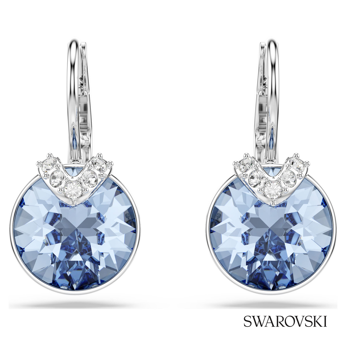 Swarovski Bella V drop earrings, Round cut, Blue, Rhodium – item 5734234 image 2