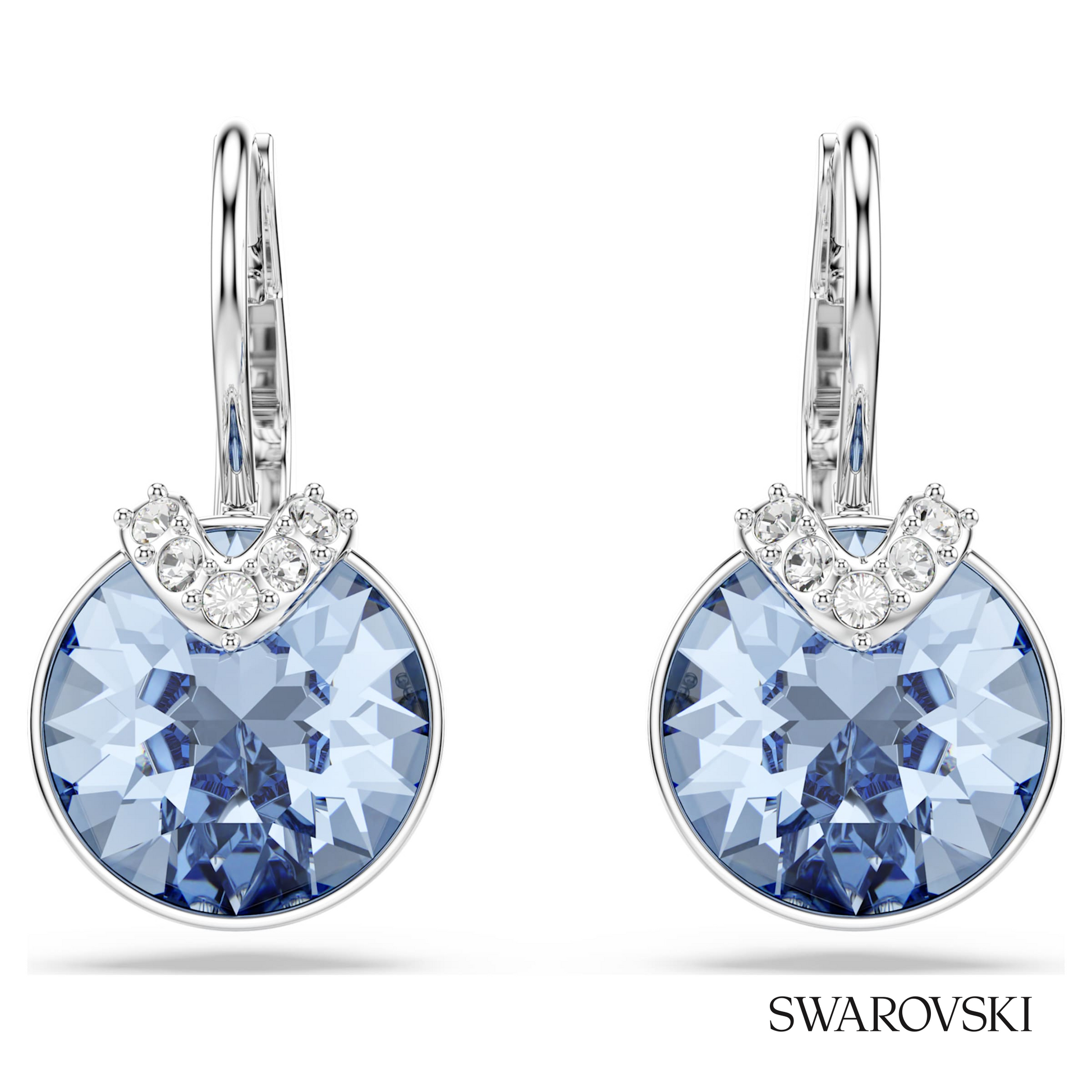 Swarovski Bella V drop earrings, Round cut, Blue, Rhodium – item 5734234 image 2