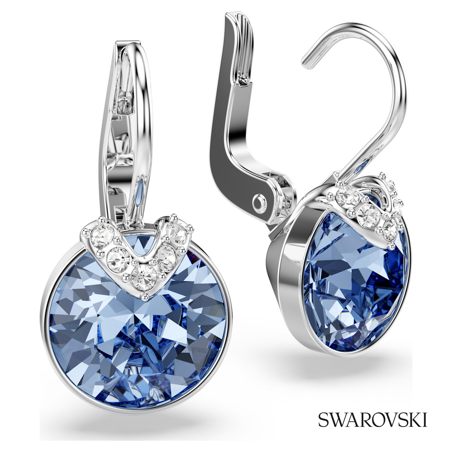 Swarovski Bella V drop earrings, Round cut, Blue, Rhodium – item 5734234 image 3