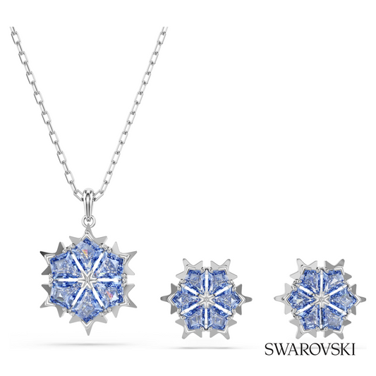 Magic set, Snowflake, Blue, Rhodium plated – item 5734243