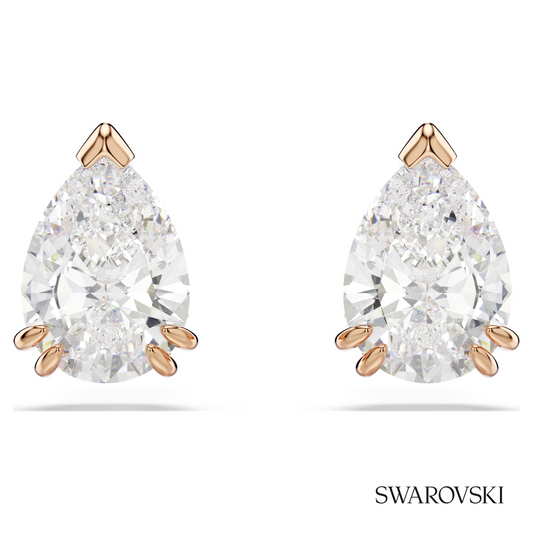 Stilla stud earrings, Pear cut, White, 18K rose gold finish – item 5734248