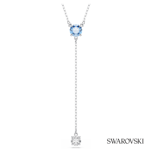Stilla Attract Y necklace, Round cut, Blue, Rhodium plated – item 5734249