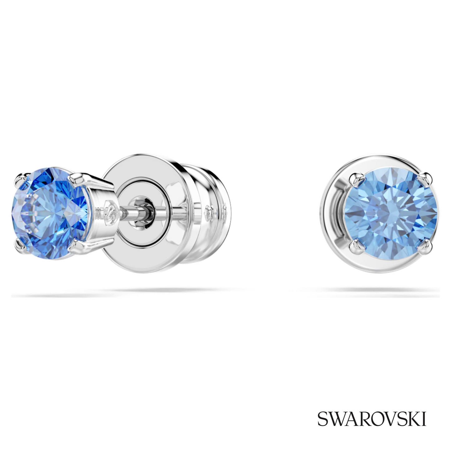 Swarovski Stilla Attract stud earrings, Round cut, Blue – item 5734250 image 5