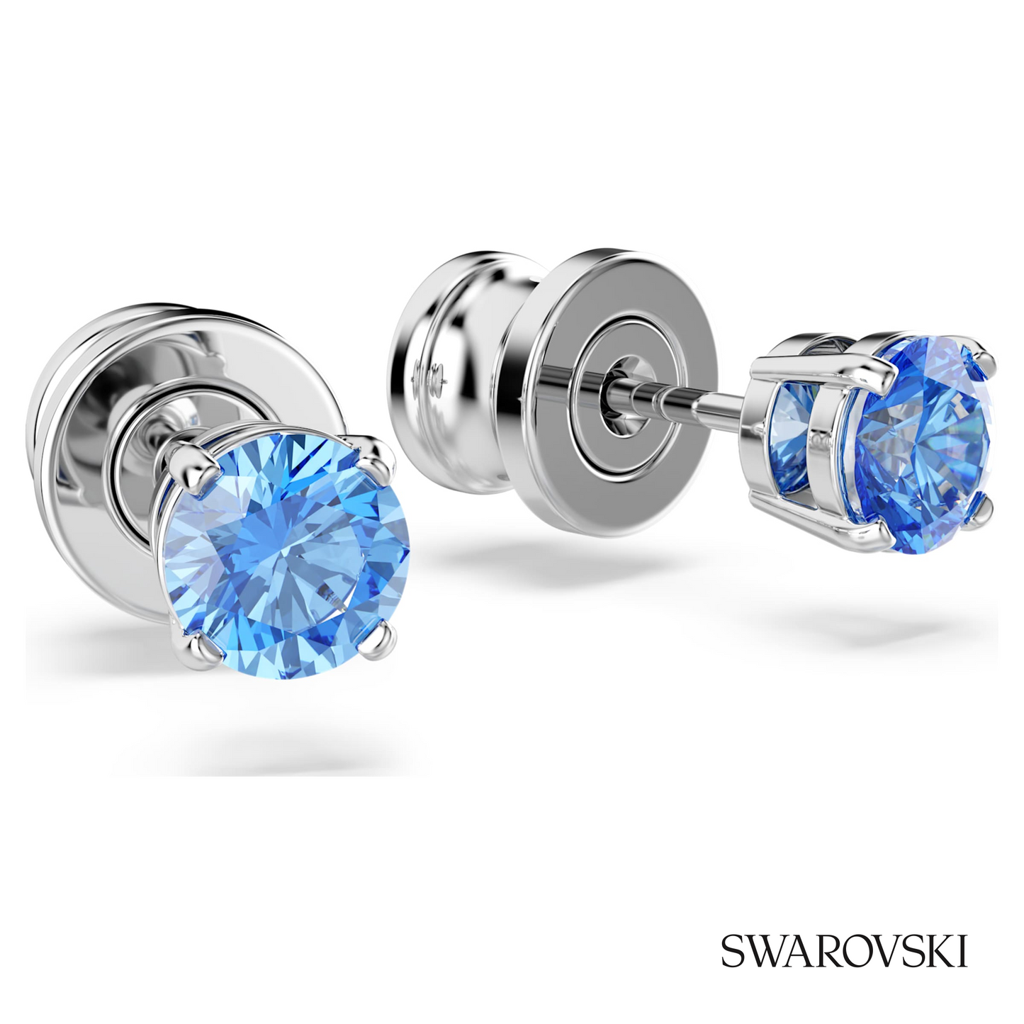 Swarovski Stilla Attract stud earrings, Round cut, Blue – item 5734250 image 3
