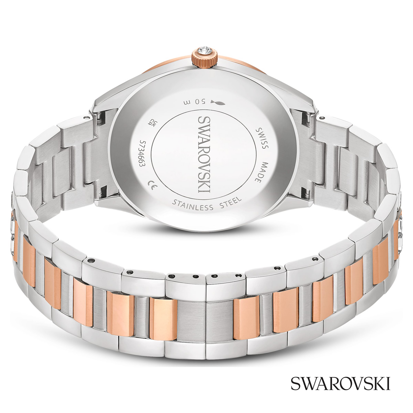 Matrix date watch, Swiss Made, Metal bracelet, Rose gold tone, Mixed metal finish