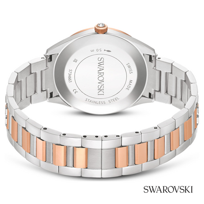 Matrix date watch, Swiss Made, Metal bracelet, Rose gold tone, Mixed metal finish