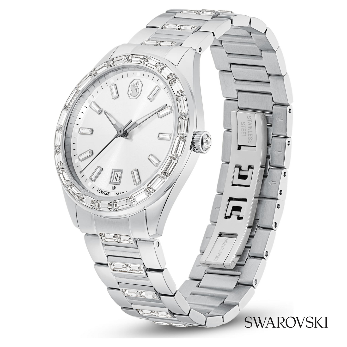 Matrix date watch, Swiss Made, Metal bracelet