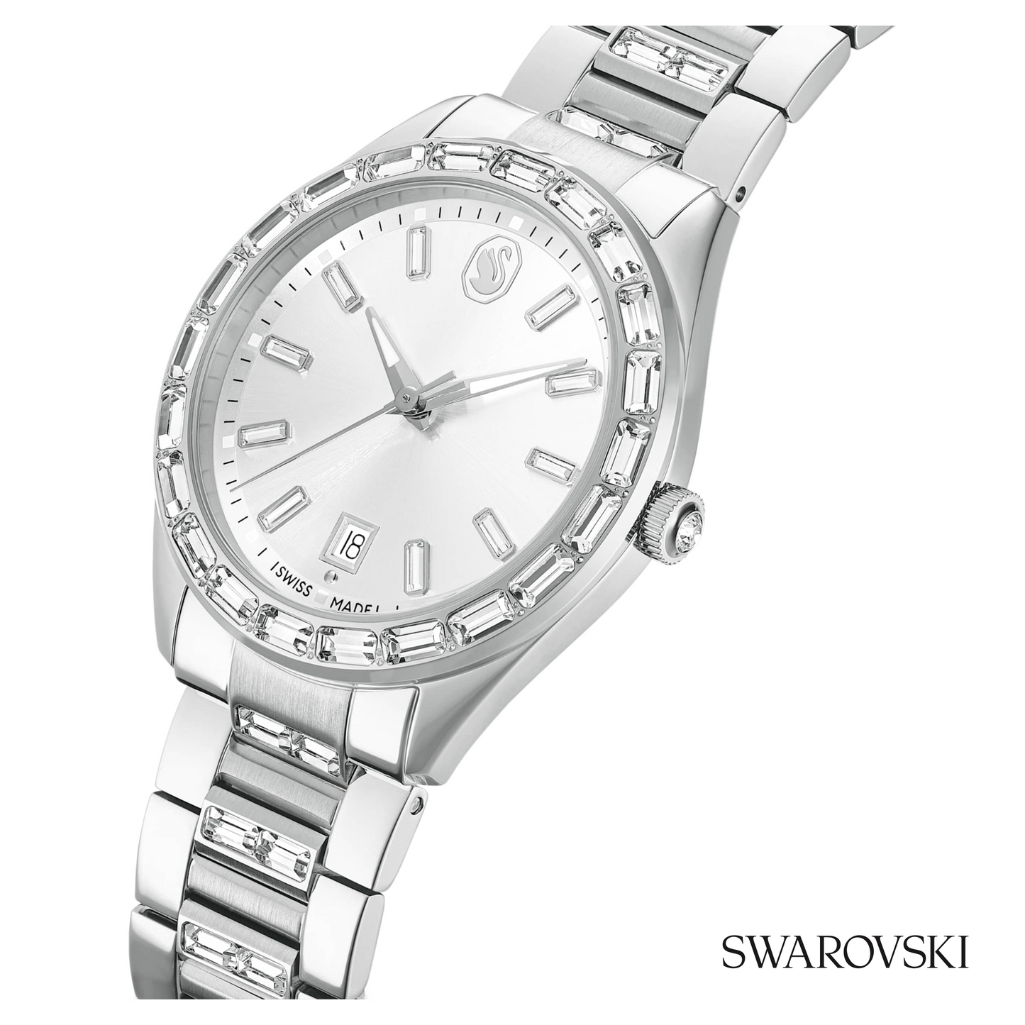 Matrix date watch, Swiss Made, Metal bracelet
