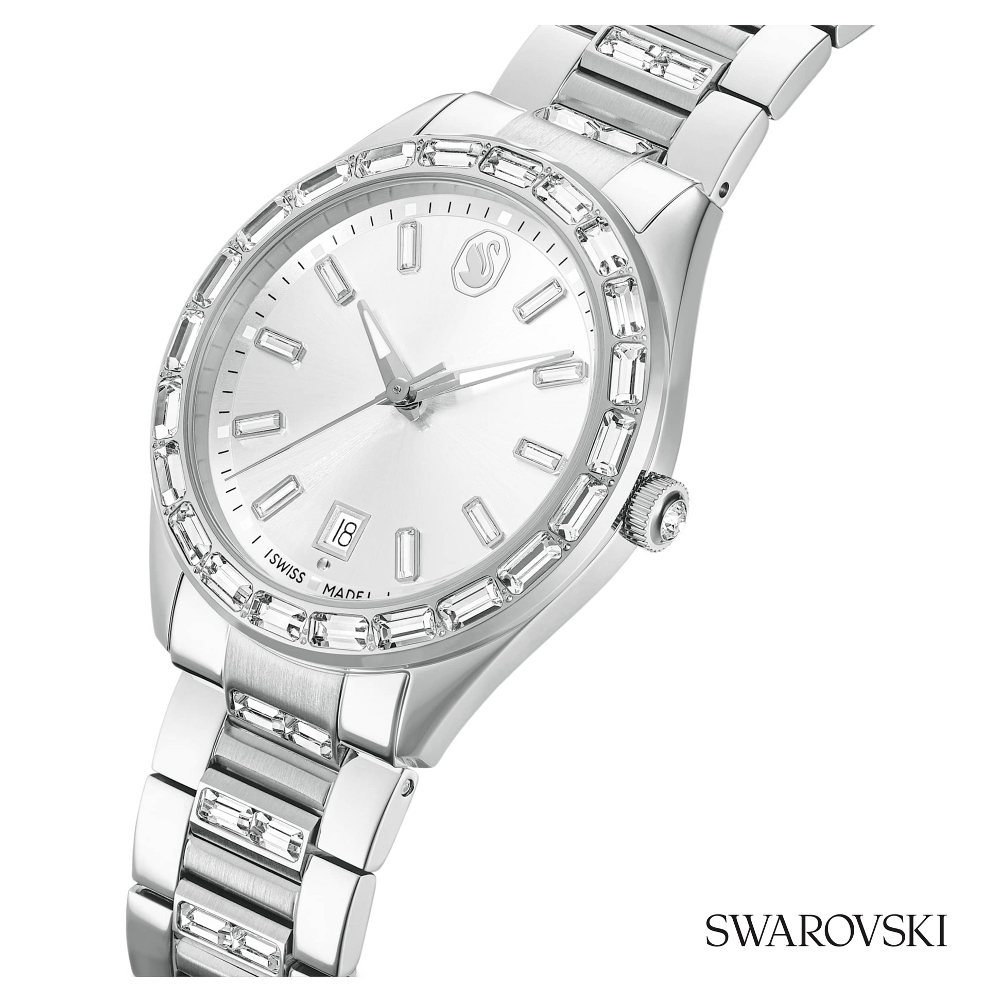 Matrix date watch, Swiss Made, Metal bracelet