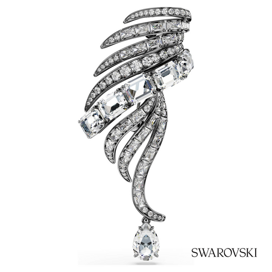 The Vienna Collection brooch, Feather, White, Ruthenium plated – item 5735193