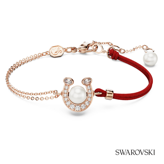 Symbolica bracelet, Crystal pearl, Pave, Horse shoe, White, 18K rose gold finish – item 5736976