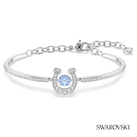 Symbolica bangle, Round cut, Pave, Horse shoe, Blue, Rhodium plated – item 5736983