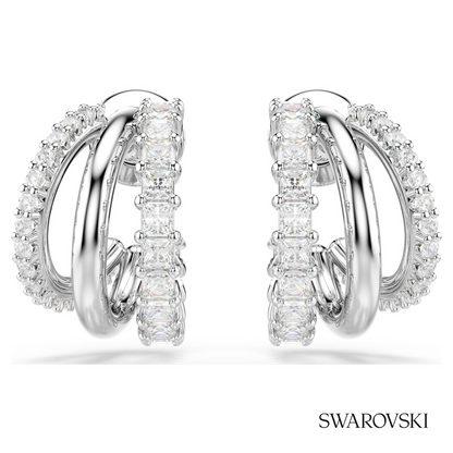 Hyperbola hoop earrings, Round cut, Mini, White, Rhodium plated – item 5737110 – view 2