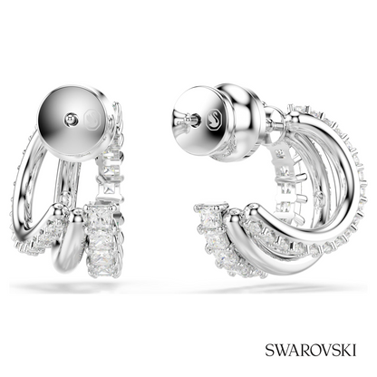 Hyperbola hoop earrings, Round cut, Mini, White, Rhodium plated – item 5737110 – view 4
