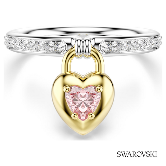 Idyllia motif ring, Mixed cuts, Heart, Pink, Mixed metal finish – item 5737268