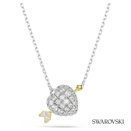 Idyllia pendant, Mixed cuts, Heart with arrow, White, Mixed metal finish – item 5737291