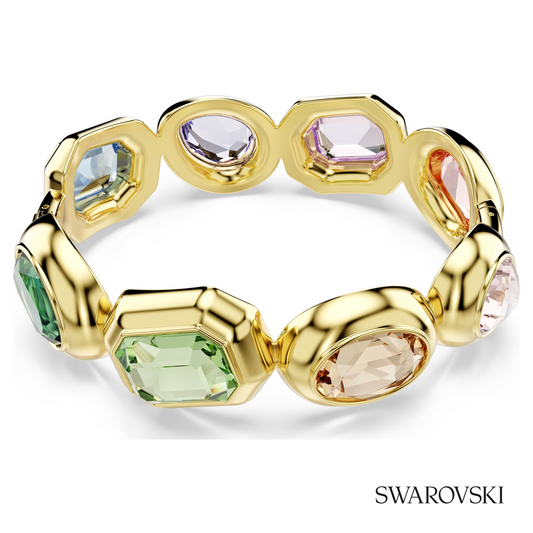 Gema cuff, Oversized crystals, Mixed cuts, Multicolored, 18K gold finish – item 5737441