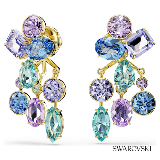 Gema earring jackets, Mixed cuts, Multicolored, 18K gold finish – item 5737450