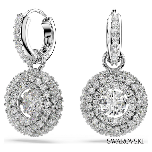 Sublima drop earrings, Round cut, White, Rhodium plated – item 5738193