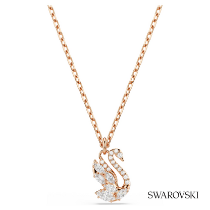 Swarovski Swan pendant, Mixed cuts, Swan, White, 18K rose – item 5738203