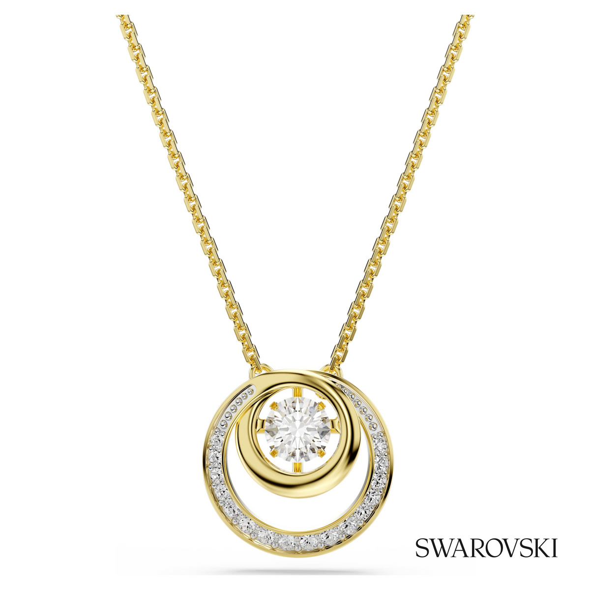 Hyperbola pendant, Round cut, White, 18K gold finish – item 5738248