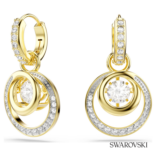 Hyperbola drop earrings, Round cut, White, 18K gold finish – item 5738249