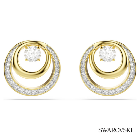 Hyperbola stud earrings, Round cut, White, 18K gold finish – item 5740407