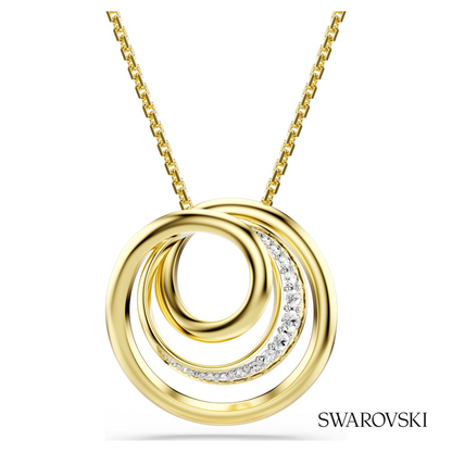 Hyperbola necklace, Round cut, White, 18K gold finish – item 5740410