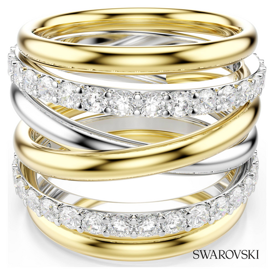 Hyperbola cocktail ring, Round cut, White, Mixed metal finish – item 5740411