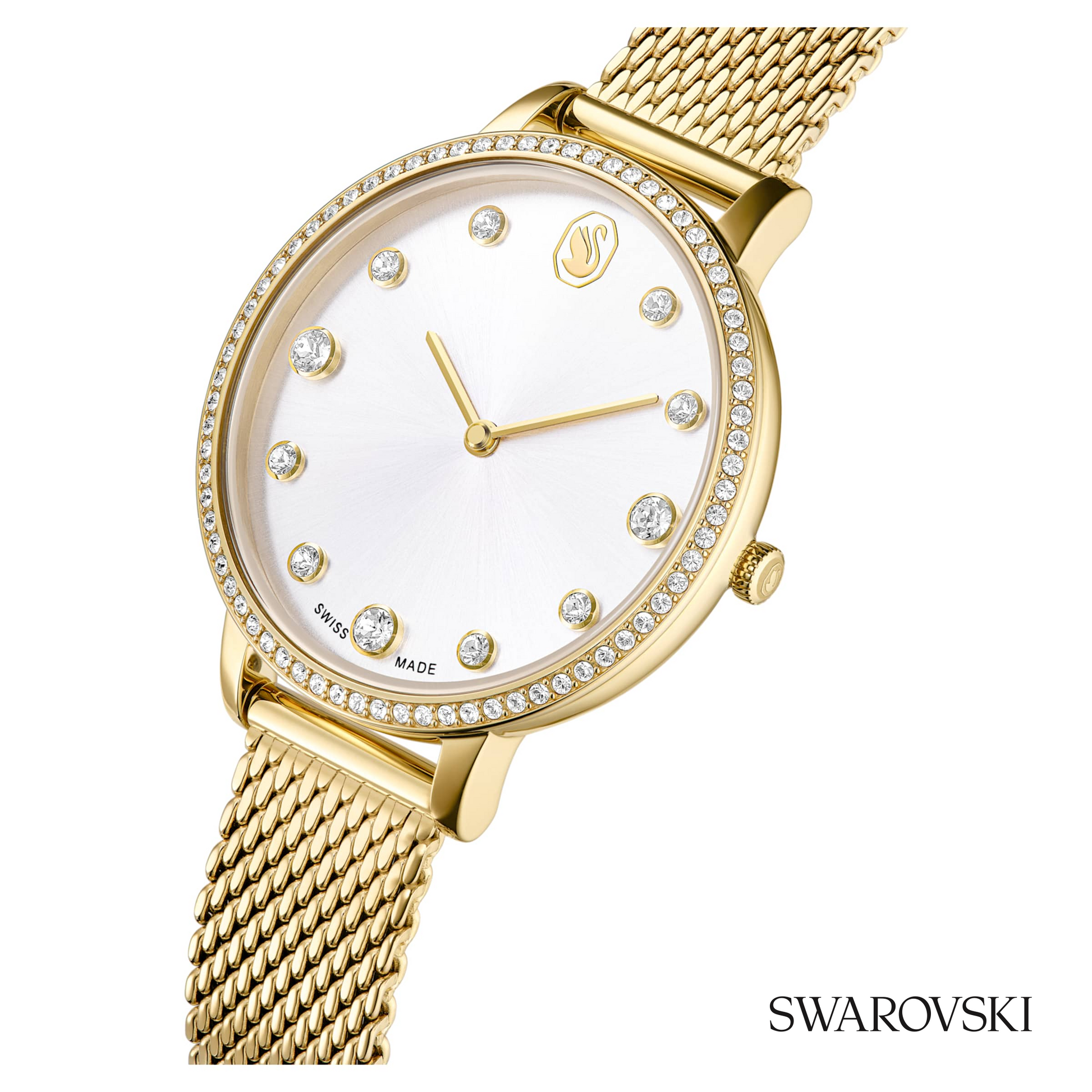 Clarica watch, Swiss Made, Metal bracelet, Gold tone