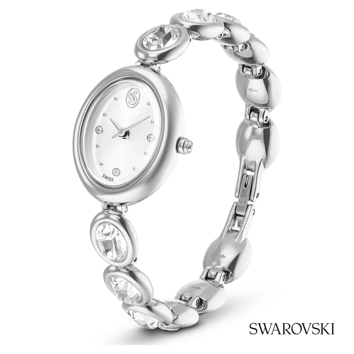 Imber oval watch, Swiss Made, Metal bracelet