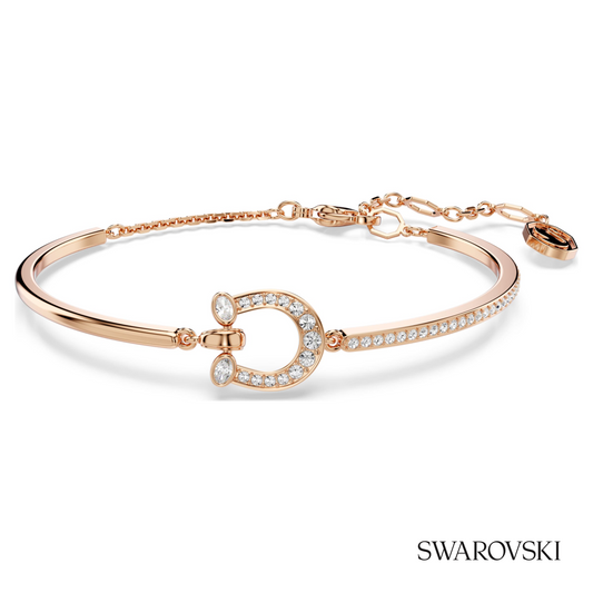 Symbolica bangle, Pave, Horse shoe, White, 18K rose gold finish – item 5741461