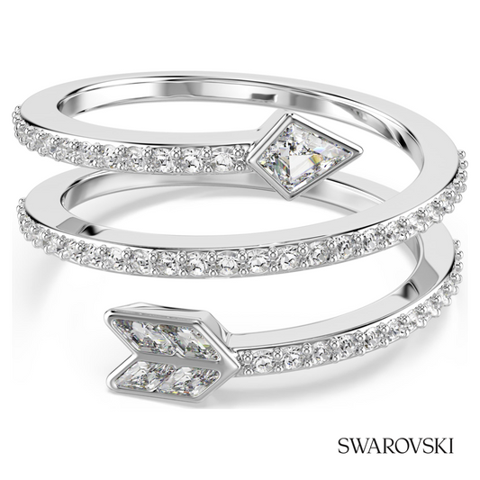 Idyllia motif ring, Mixed cuts, Arrow, White, Rhodium plated – item 5741524