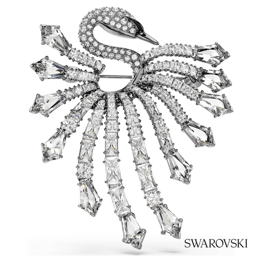 The Vienna Collection brooch, Swan, White, Ruthenium plated – item 5741557