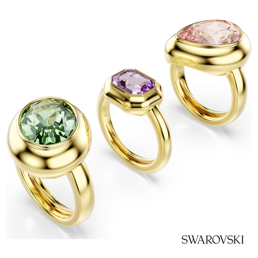 Gema motif ring, Set (3), Multicolored, 18K gold finish – item 5741583