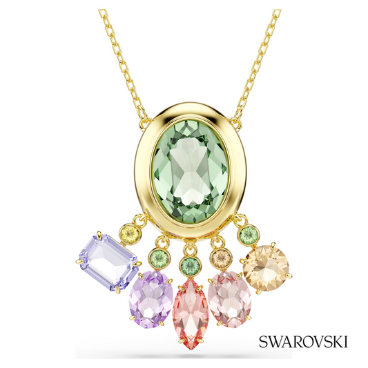 Gema pendant, Mixed cuts, Dangling crystals, Multicolored, 18K gold finish – item 5741587