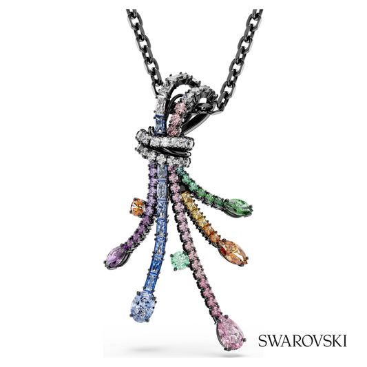 Matrix pendant and brooch, Mixed cuts, Bouquet, Multicolored, Ruthenium plated – item 5742674