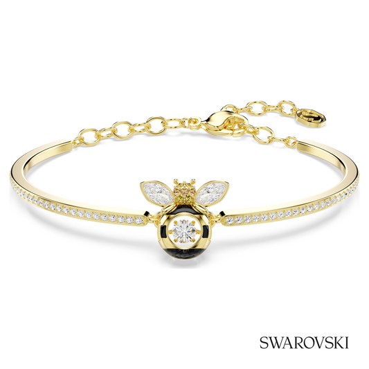 Idyllia bangle, Mixed cuts, Bee, Multicolored, 18K gold finish – item 5742679