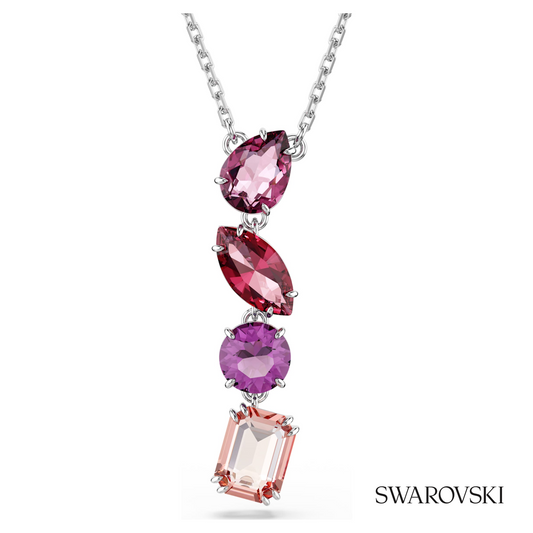 Gema pendant, Mixed cuts, Pink, Rhodium plated – item 5742882