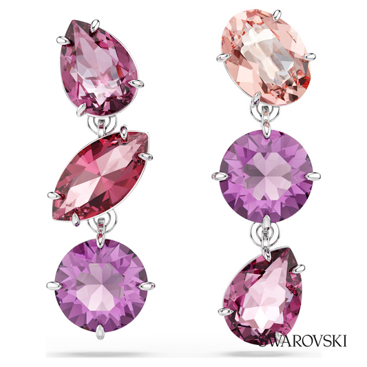 Gema drop earrings, Mixed cuts, Pink, Rhodium plated – item 5742883