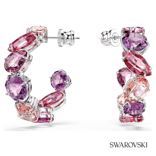 Gema hoop earrings, Pink, Rhodium plated – item 5742885