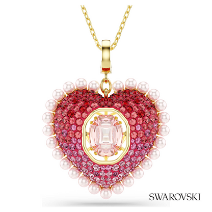 Swarovski Idyllia pendant, Mixed cuts, Heart, Pink, 18K – item 5742958