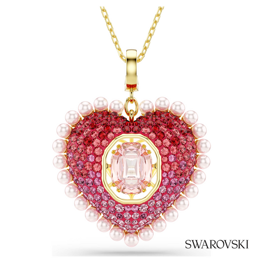 Swarovski Idyllia pendant, Mixed cuts, Heart, Pink, 18K – item 5742958