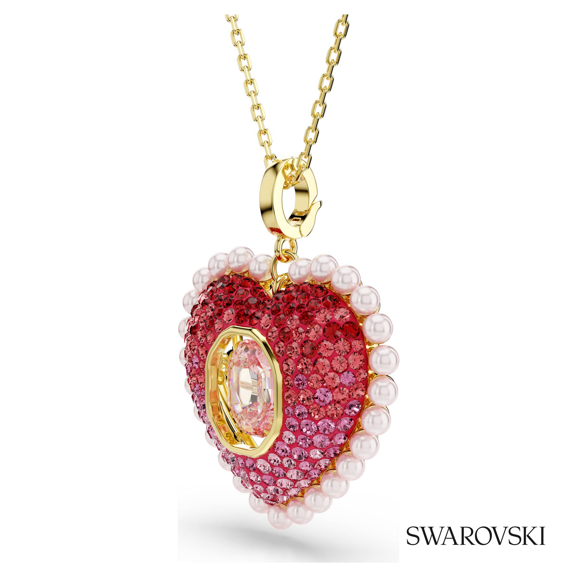 Swarovski Idyllia pendant, Mixed cuts, Heart, Pink, 18K – item 5742958 image 3