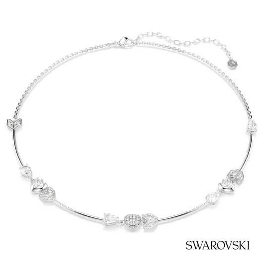 Idyllia necklace, Heart with arrow, White, Rhodium plated – item 5743411