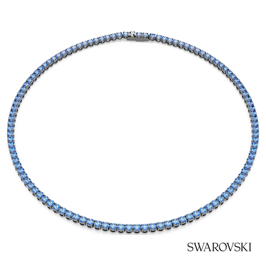 Matrix Tennis necklace, Round cut, Blue, Ruthenium plated – item 5743450